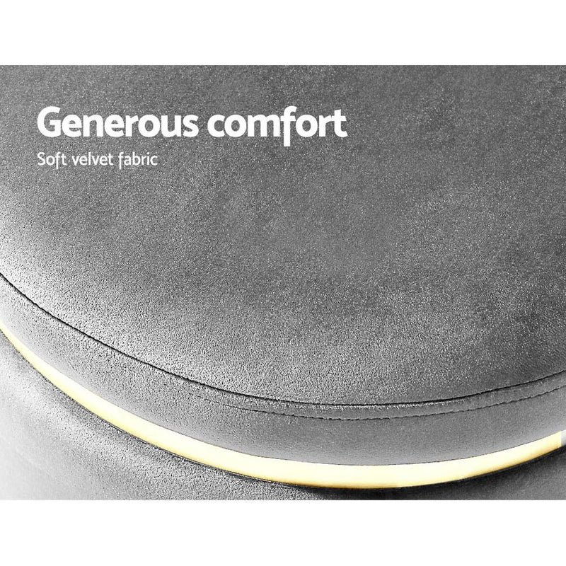 Artiss Round Velvet Ottoman Foot Stool Foot Rest Pouffe Padded Seat Footstool Payday Deals