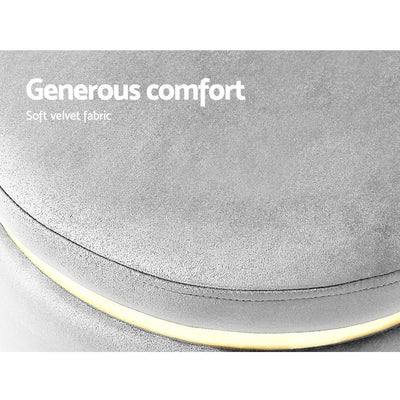 Artiss Round Velvet Ottoman Foot Stool Foot Rest Pouffe Pouf Padded Seat Grey Payday Deals