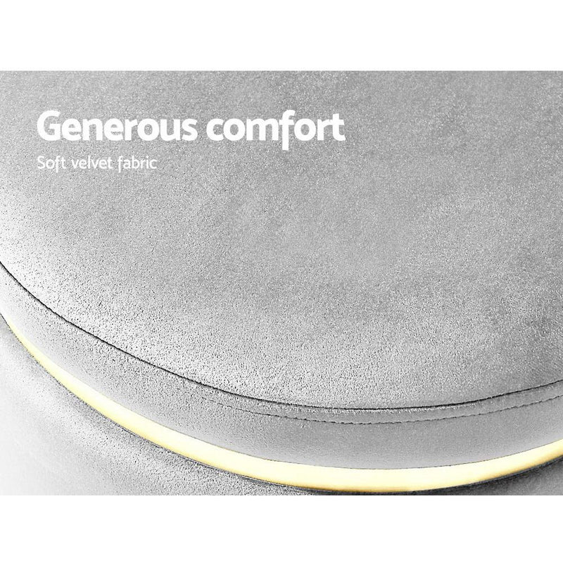 Artiss Round Velvet Ottoman Foot Stool Foot Rest Pouffe Pouf Padded Seat Grey Payday Deals