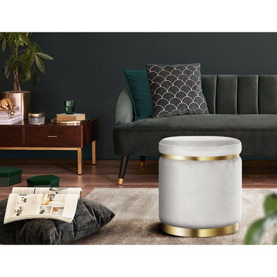 Artiss Round Velvet Ottoman Foot Stool Foot Rest Pouffe Pouf Padded Seat Grey Payday Deals