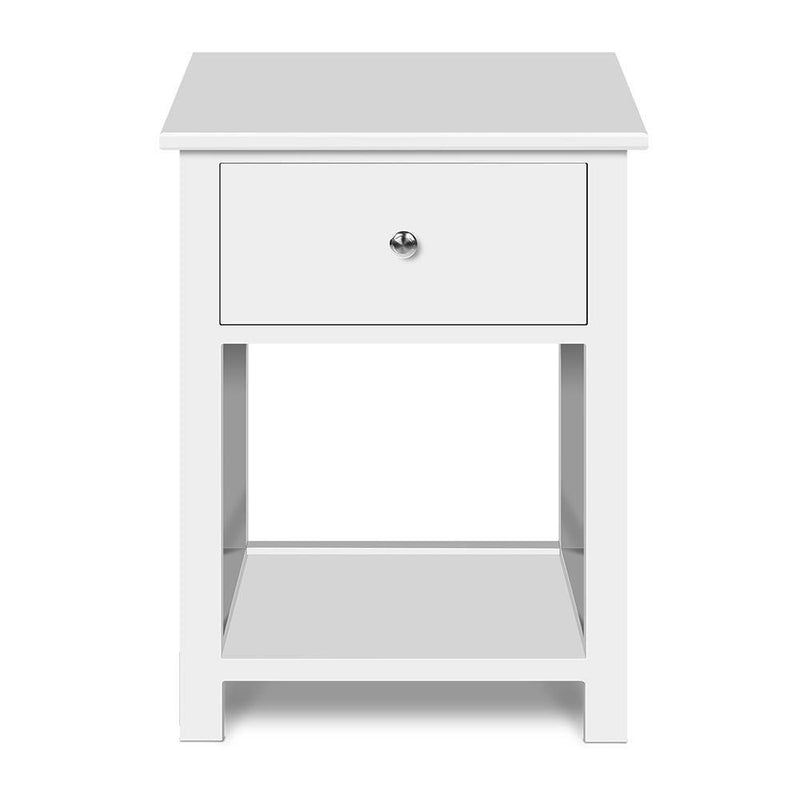 Artiss Rustic Bedside Table - White