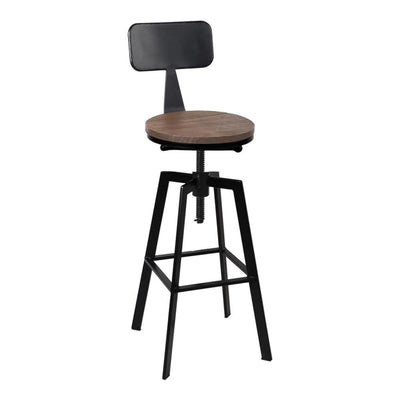 Artiss Rustic Industrial Style Metal Bar Stool - Black and Wood Payday Deals