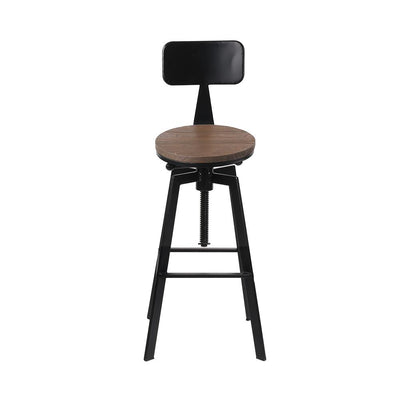 Artiss Rustic Industrial Style Metal Bar Stool - Black and Wood Payday Deals
