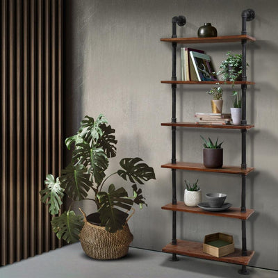 Artiss Rustic Wall Shelves Display Bookshelf Industrial DIY Pipe Shelf Brackets Payday Deals