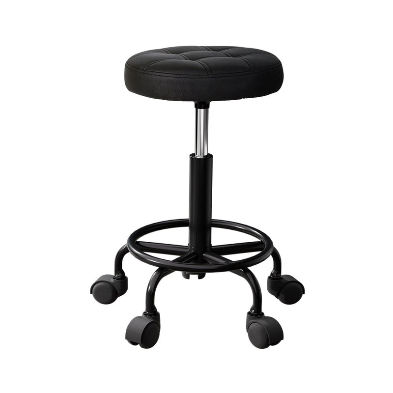 Artiss Salon Stool Swivel Height Adjustable Round Barber Spa Chair Black Payday Deals