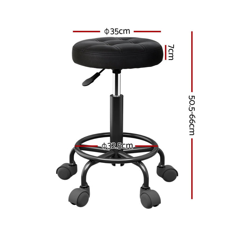 Artiss Salon Stool Swivel Height Adjustable Round Barber Spa Chair Black Payday Deals