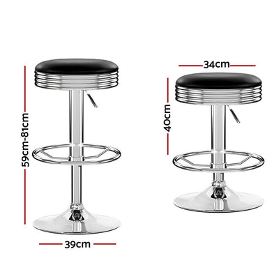 Artiss Set of 2 Backless PU Leather Bar Stools - Black and Chrome Payday Deals