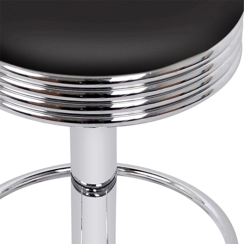 Artiss Set of 2 Backless PU Leather Bar Stools - Black and Chrome Payday Deals