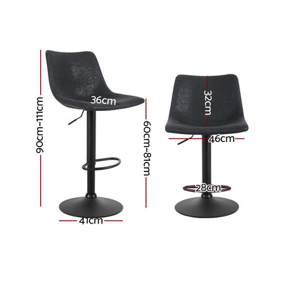 Artiss Set of 2 Bar Stools Gas Lift- Black Payday Deals