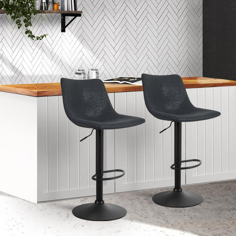 Artiss Set of 2 Bar Stools Gas Lift- Black Payday Deals