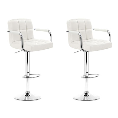 Artiss Set of 2 Bar Stools Gas lift Swivel - Steel and White