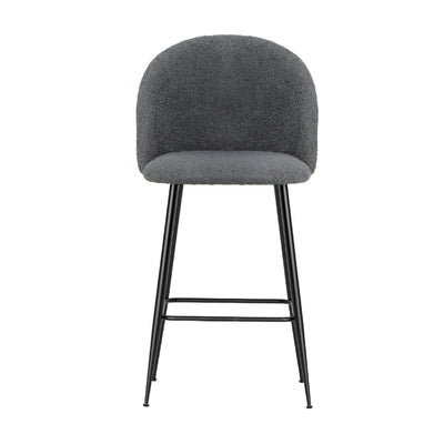 Artiss Set of 2 Bar Stools Kitchen Dining Chair Stool Chairs Sherpa Boucle Charcoal Payday Deals