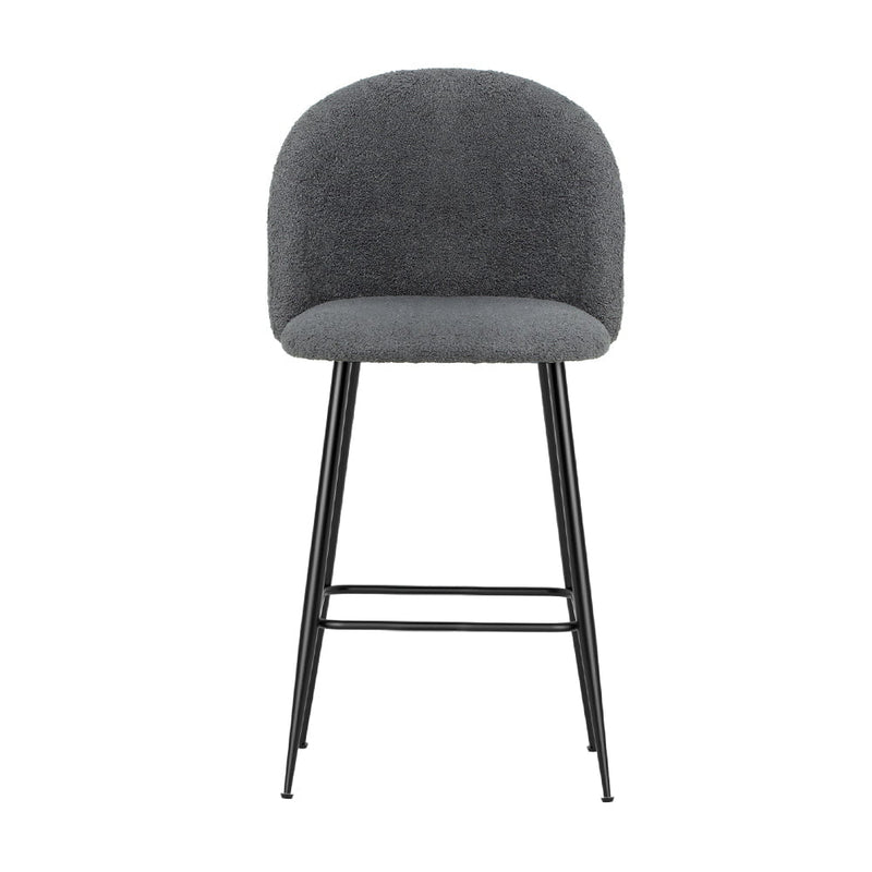 Artiss Set of 2 Bar Stools Kitchen Dining Chair Stool Chairs Sherpa Boucle Charcoal Payday Deals