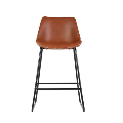 Artiss Set of 2 Bar Stools Kitchen Metal Bar Stool Dining Chairs PU Leather Brown Payday Deals