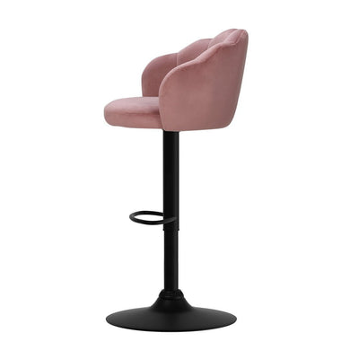 Artiss Set of 2 Bar Stools Kitchen Stool Swivel Chair Gas Lift Velvet Chairs Pink Nessah Payday Deals