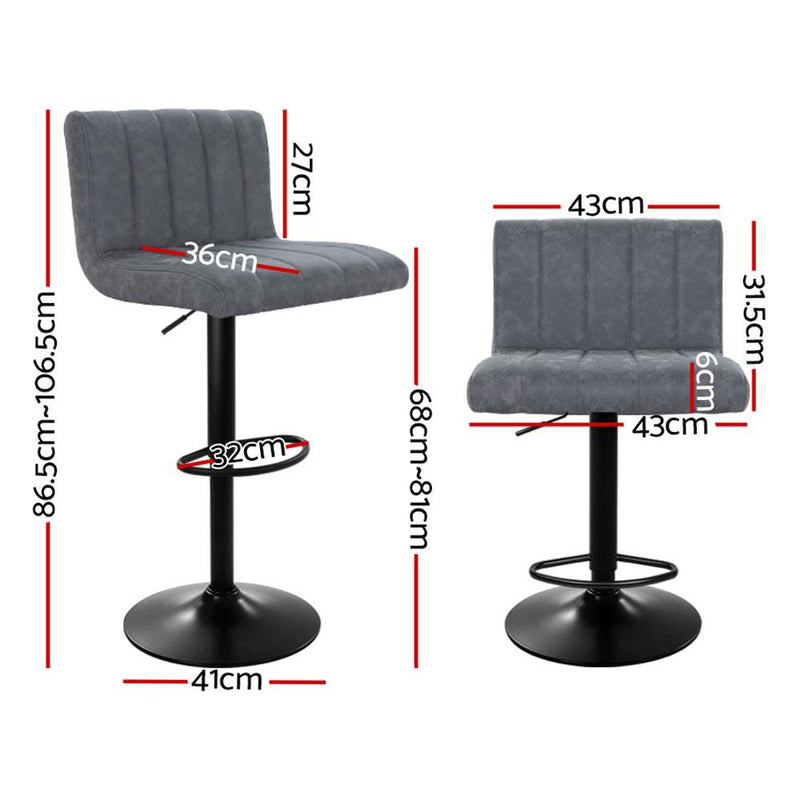 Artiss Set of 2 Bar Stools PU Leather Line Style - Grey Payday Deals