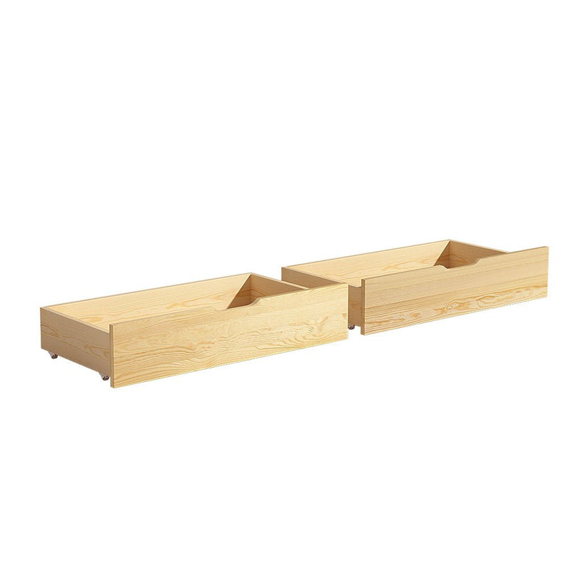 Artiss Set of 2 Bed Frame Storage Drawers Timber Trundle for Wooden Bed Frame Base Oak Payday Deals