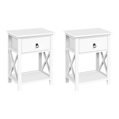 Artiss Set of 2 Bedside Tables Drawers Side Table Nightstand Lamp Chest Unit Cabinet Payday Deals