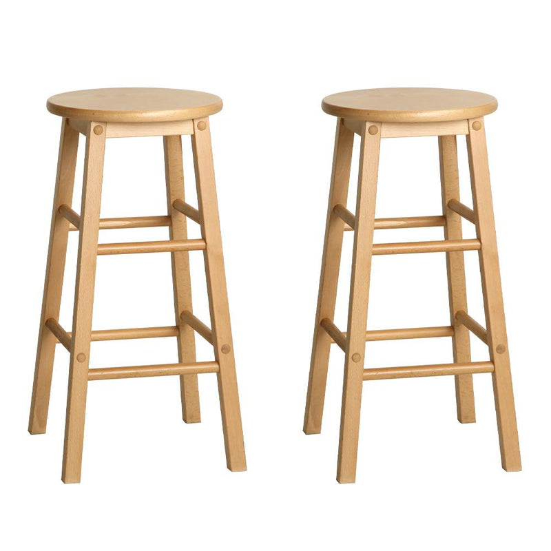 Artiss Set of 2 Beech Wood Backless Bar Stools - Natural Payday Deals