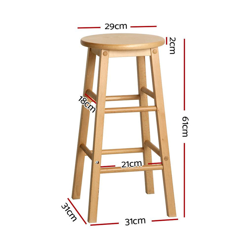 Artiss Set of 2 Beech Wood Backless Bar Stools - Natural Payday Deals