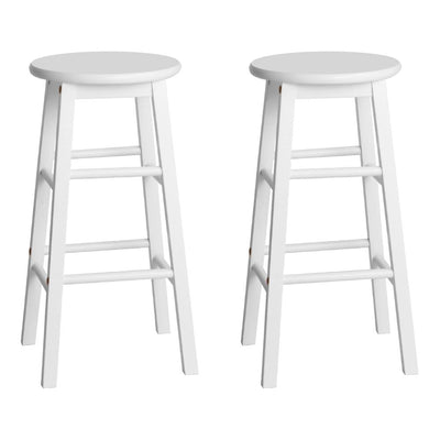 Artiss Set of 2 Beech Wood Backless Bar Stools - White