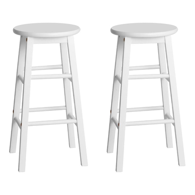 Artiss Set of 2 Beech Wood Backless Bar Stools - White Payday Deals