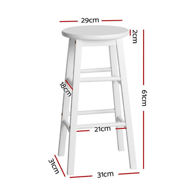 Artiss Set of 2 Beech Wood Backless Bar Stools - White Payday Deals