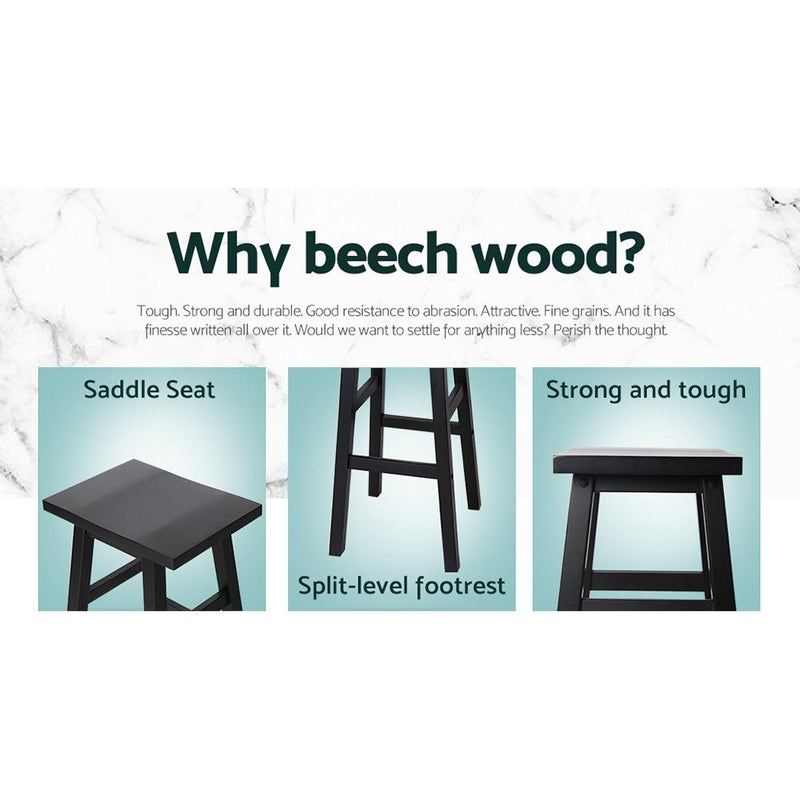 Artiss Set of 2 Beech Wood Bar Stools - Black Payday Deals