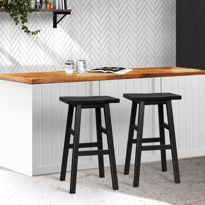 Artiss Set of 2 Beech Wood Bar Stools - Black Payday Deals