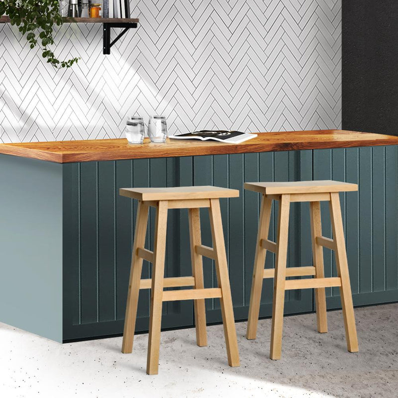 Artiss Set of 2 Beech Wood Bar Stools - Natural Payday Deals