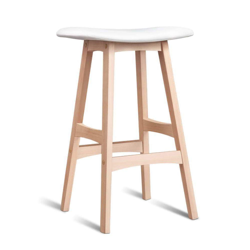 Set of 2 Beech Wood Bar Stools - White Payday Deals