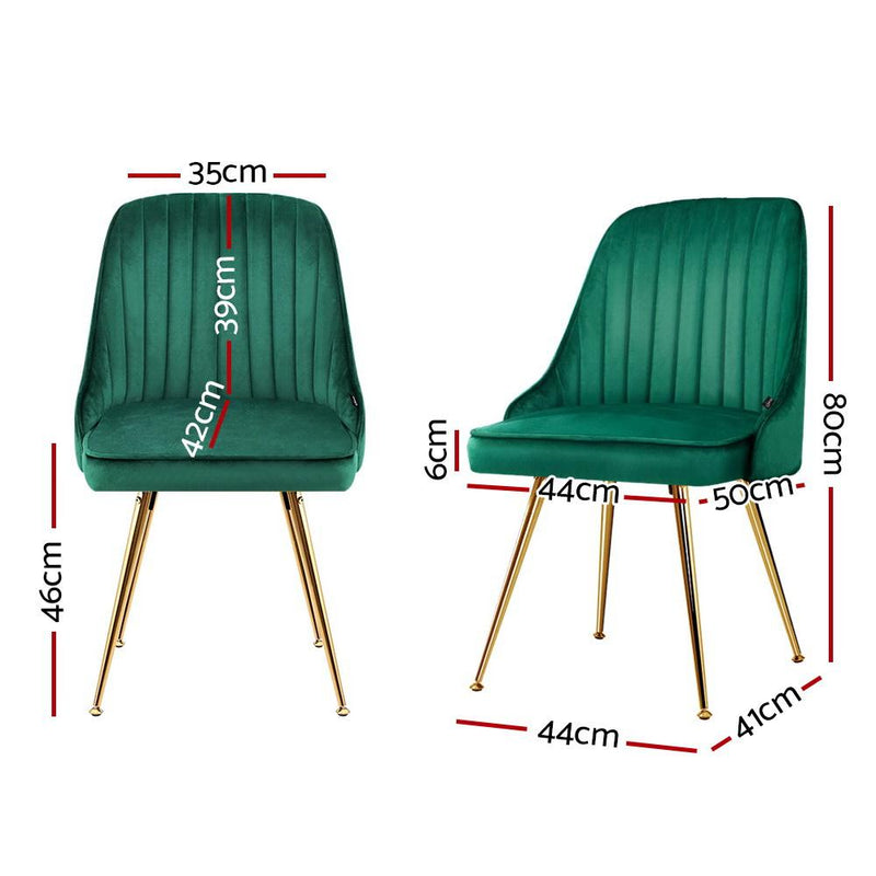 Artiss Set of 2 Dining Chairs Retro Chair Cafe Kitchen Modern Metal Legs Velvet Green Payday Deals