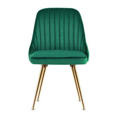 Artiss Set of 2 Dining Chairs Retro Chair Cafe Kitchen Modern Metal Legs Velvet Green Payday Deals