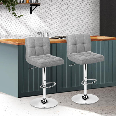 Artiss Set of 2 Fabric Swivel Bar Stools - Grey Payday Deals