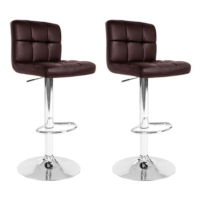 Artiss Set of 2 Gas Lift Bar Stools PU Leather - Chocolate Brown Payday Deals