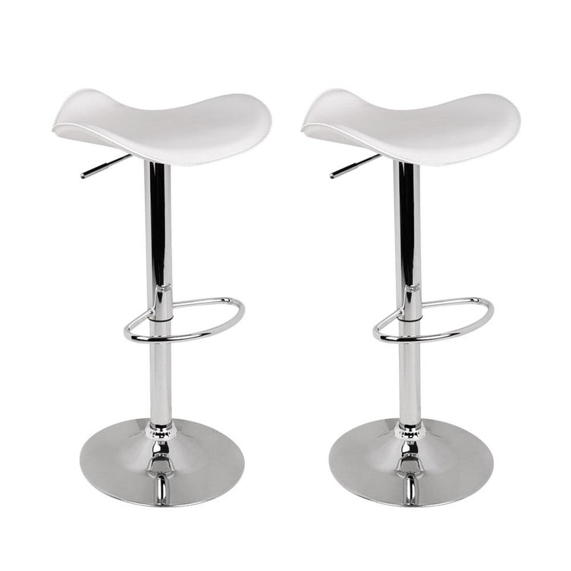 Artiss Set of 2 Gas Lift Bar Stools PU Leather - White and Chrome Payday Deals