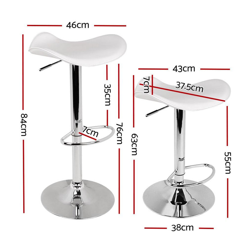 Artiss Set of 2 Gas Lift Bar Stools PU Leather - White and Chrome Payday Deals