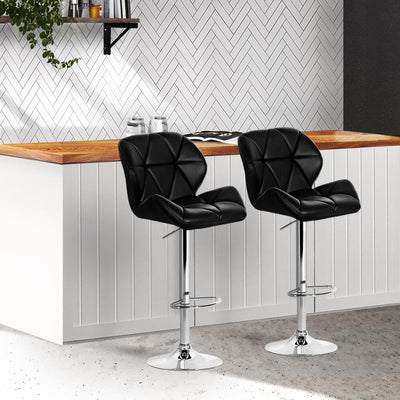 Artiss Set of 2 Kitchen Bar Stools - Black and Chrome Payday Deals