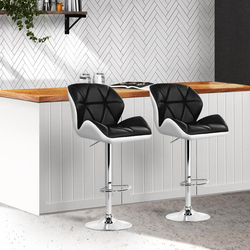 Artiss Set of 2 Kitchen Bar Stools - White, Black and Chrome Payday Deals