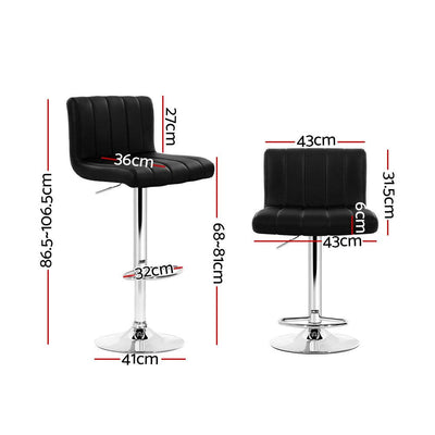 Artiss Set of 2 Line Style PU Leather Bar Stools - Black Payday Deals