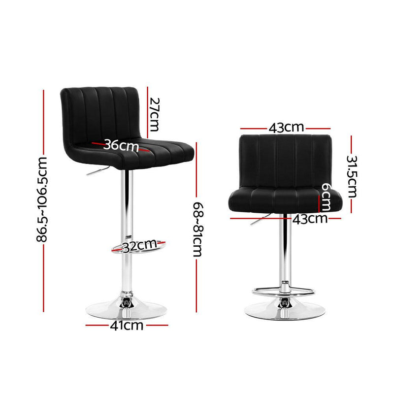 Artiss Set of 2 Line Style PU Leather Bar Stools - Black Payday Deals