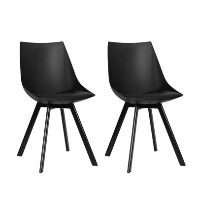 Artiss Set of 2 Lylette Dining Chairs Cafe Chairs PU Leather Padded Seat Black Payday Deals