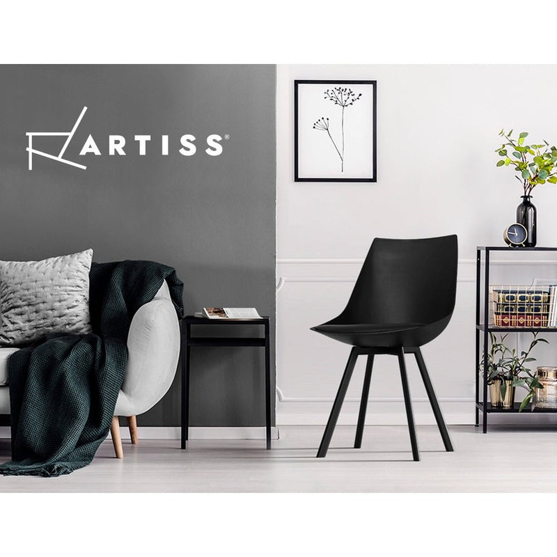 Artiss Set of 2 Lylette Dining Chairs Cafe Chairs PU Leather Padded Seat Black Payday Deals