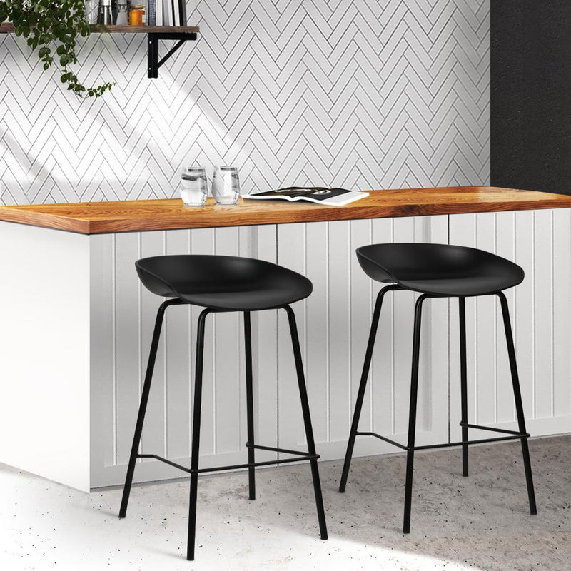 Artiss Set of 2 Metal Bar Stools - Black Payday Deals