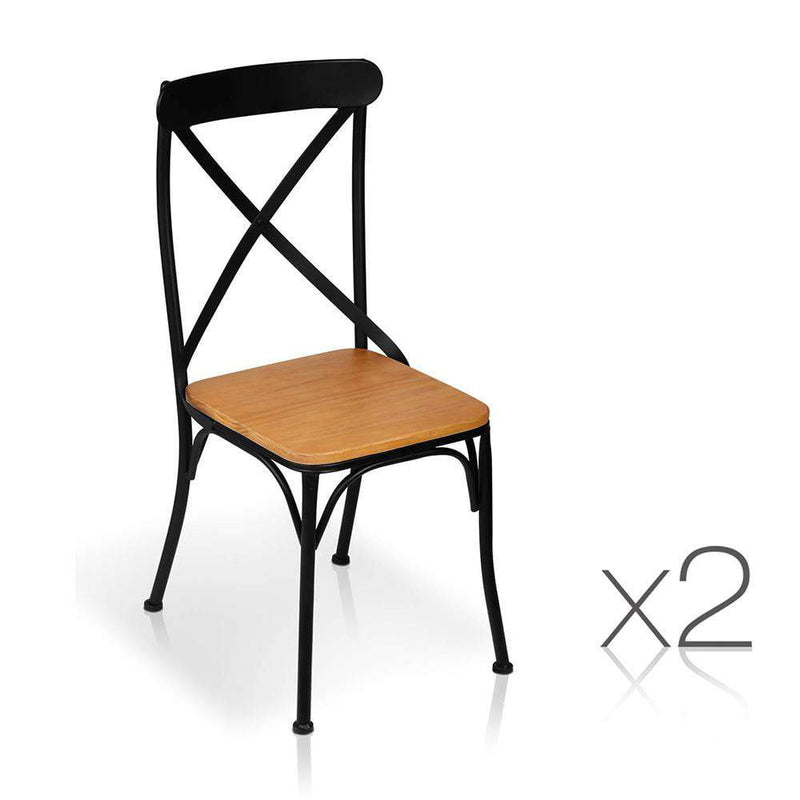 Artiss Set of 2 Metal Dining Chairs - Black Payday Deals