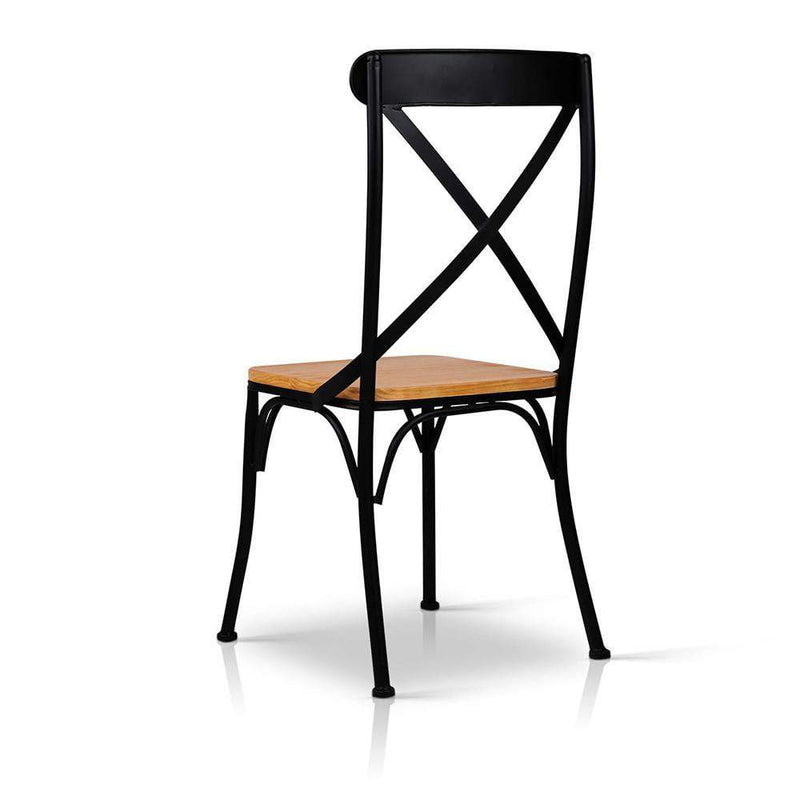Artiss Set of 2 Metal Dining Chairs - Black