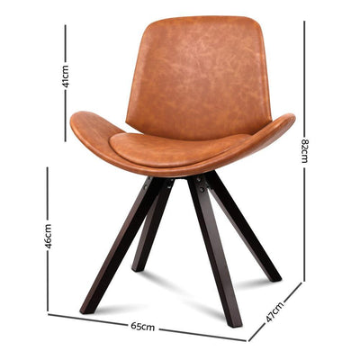 Artiss Set of 2 PU Leather Alexes Dining Chairs - Brown