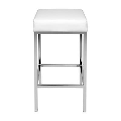 Artiss Set of 2 PU Leather Backless Bar Stools - White and Chrome Payday Deals