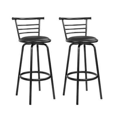 Artiss Set of 2 PU Leather Bar Stools - Black and Steel Payday Deals