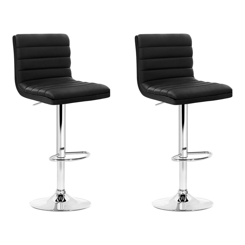 Artiss Set of 2 PU Leather Bar Stools Padded Line Style - Black Payday Deals